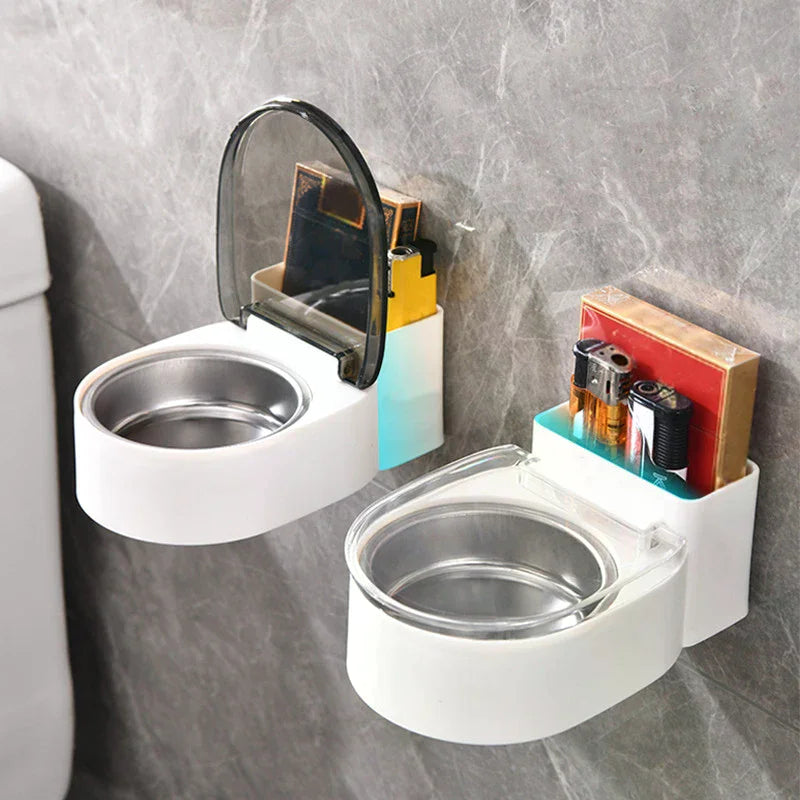 Personalized Bathroom Storage Box, Fashionable Non-Perforated Stainless Steel Wall Hanging Ashtray Qme
