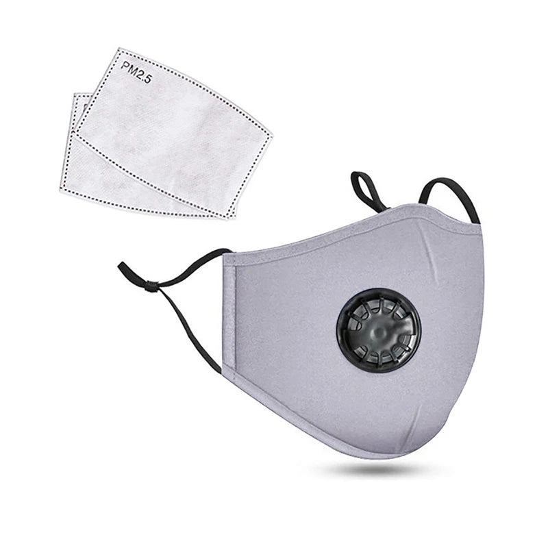 Anti-pollution PM2 5 Dust Masks Washable Reusable Pluggable Gasket Qme one size light gray