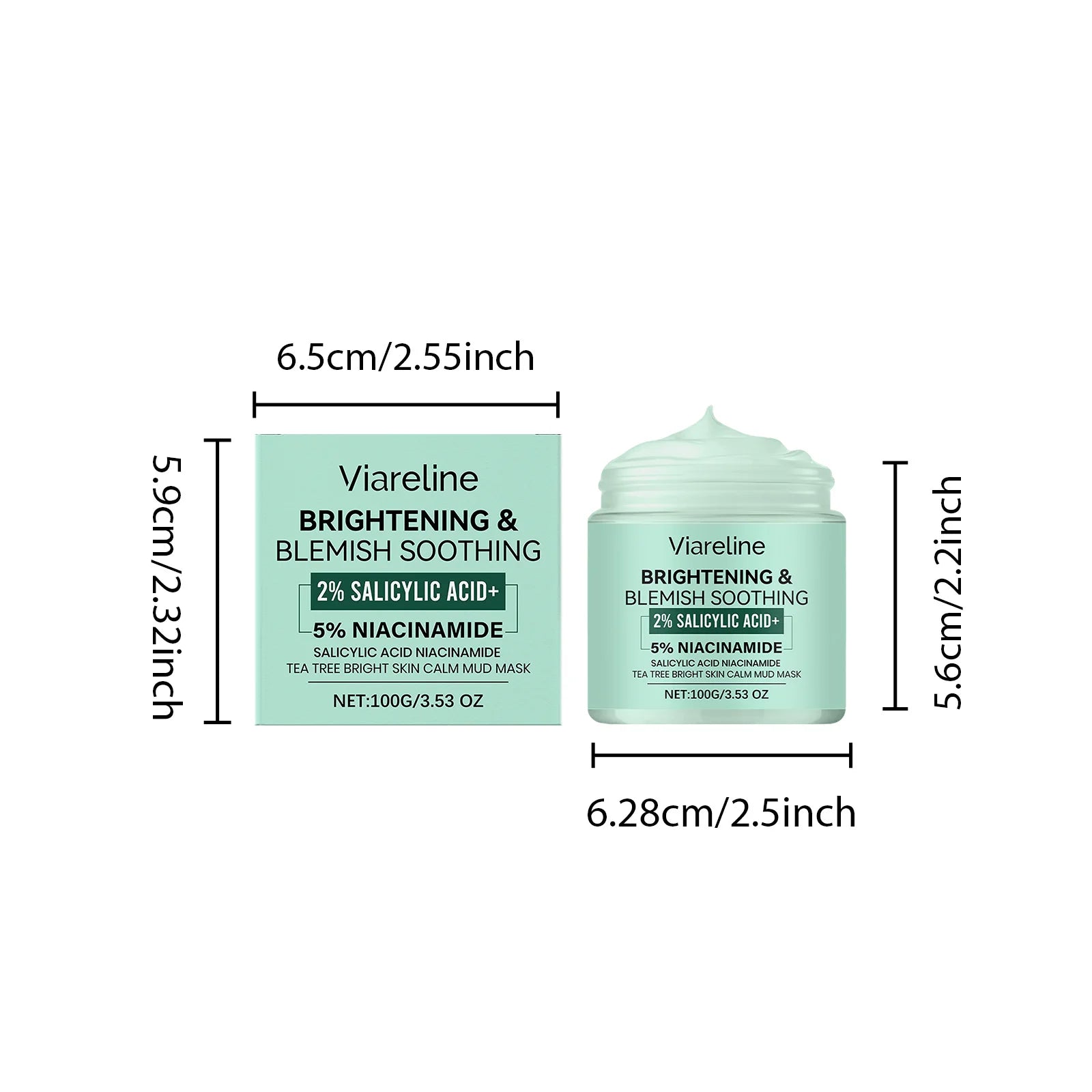 Tea Tree Clay Mask Cleaning Pore Purifying Blackhead Removal Control Oil Brightening Skin Care Facial Cleansing Mud Mask Qme 100g Boxed