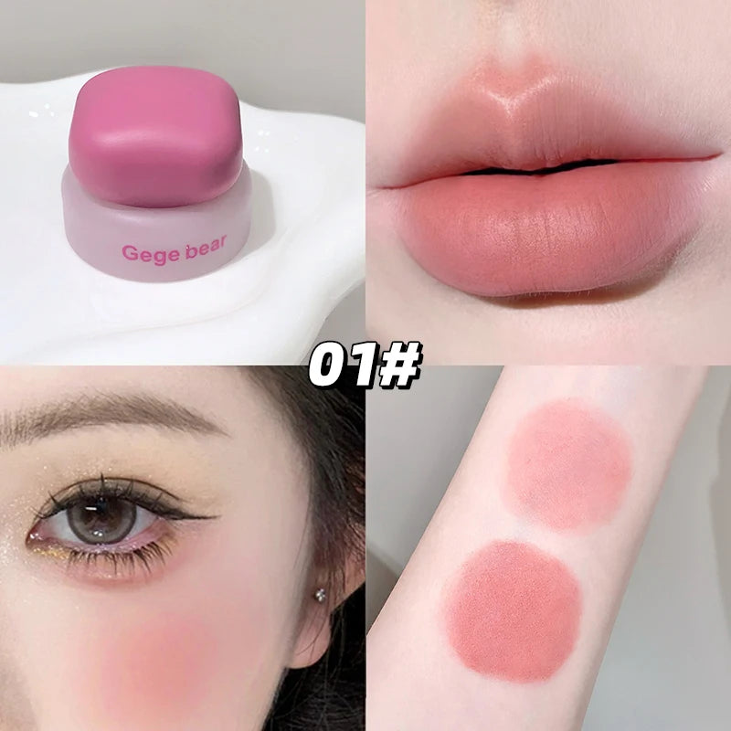 Gege Bear Mousse Lip Cheek Balm Korean Matte Blush Tint Versatile Qme GX1376-1
