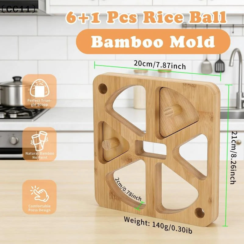 5 6 Holes Riceball Mold Classic Wooden Non Stick Sushi Press Qme