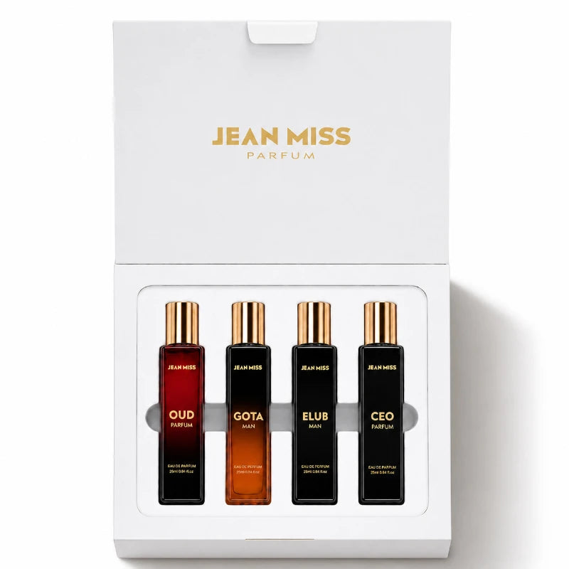 Arab Perfume Box 4 Floral Wooden Eau De Toilette Mature Charming Work Qme Perfume Set- 4pcs