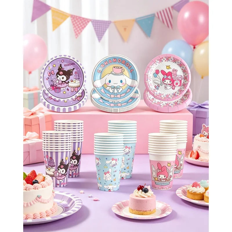 Hello Kitty Kuromi Cute Cartoon Birthday Party Decorations Holiday Qme