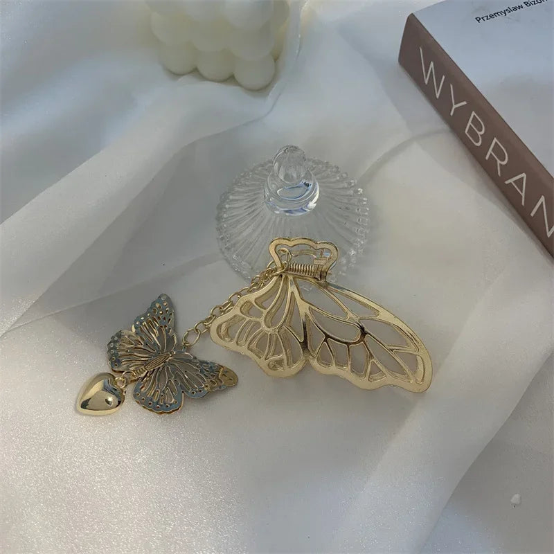 New Hollow Out Butterfly Tassel Hair Pins for Women Girl Beauty Vintage Metal Golden Clips Jewelry Accessories Styling Tools Qme Hollow-Butterfly-Gd