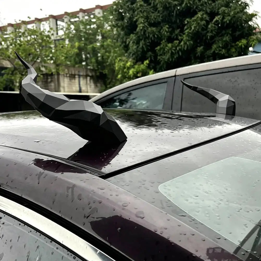 Car 3D Devil Horns Sticker Auto Roof Horn Decoration Suv Sedan Qme