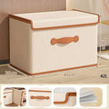 Storage Basket with Lid for Household Use Wardrobe Underwear Storage Box Organizing Boxed Clothes Storage Box Clothes Blankets Qme 42L Beige