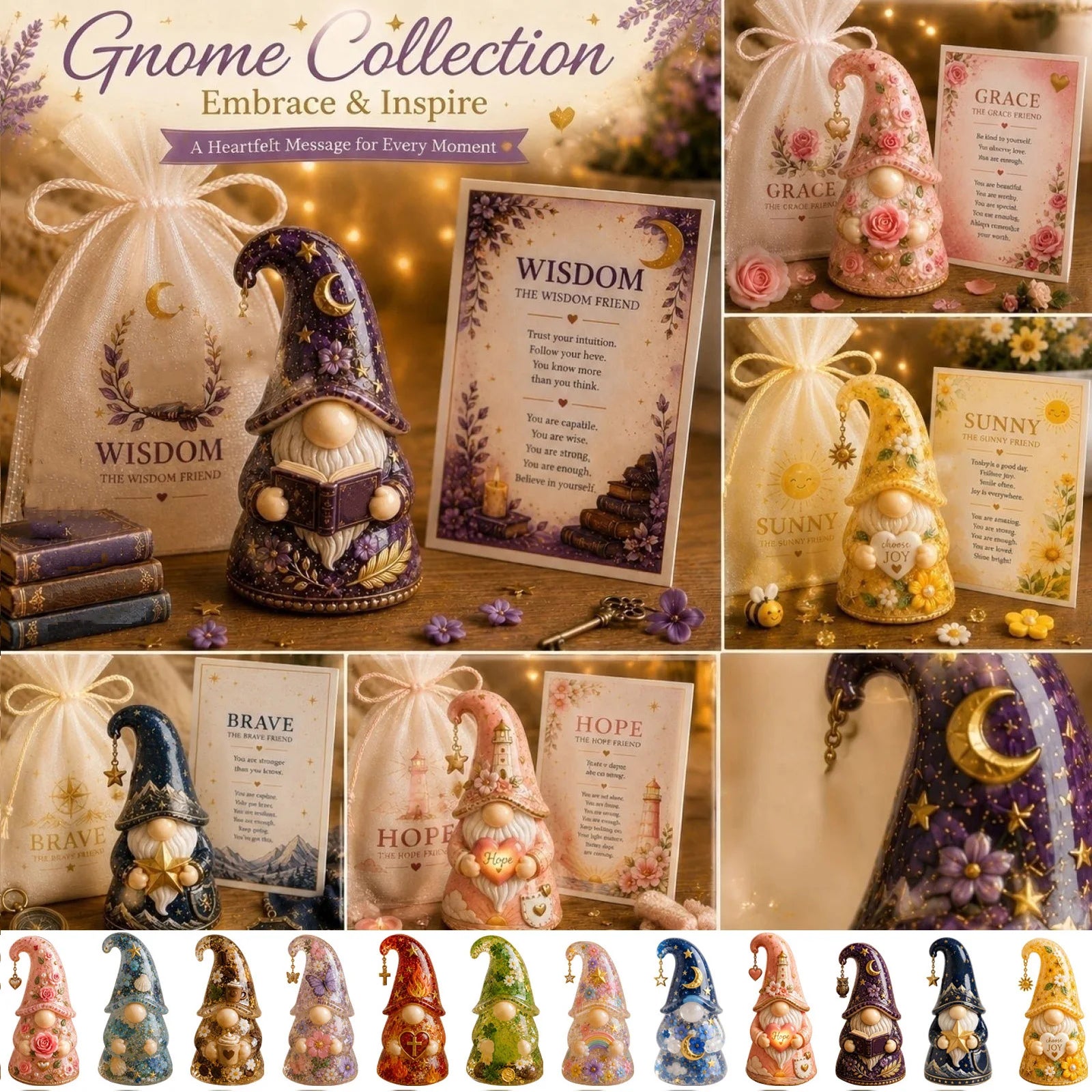 New Emotional Embrace Mini Resin Gnomes Statues Ornaments Cute Fairy Gnome Figurines for Miniature Garden Decor Holiday Gift Qme