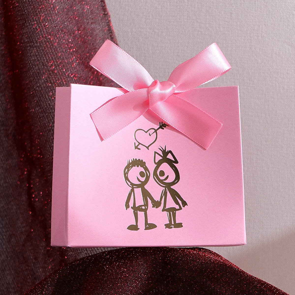 10-Piece Cute Mini Gift Box Set - “Couple Figures” Design Is Perfect for Candy, Chocolates and Small Gifts - Ideal for Valentine Qme