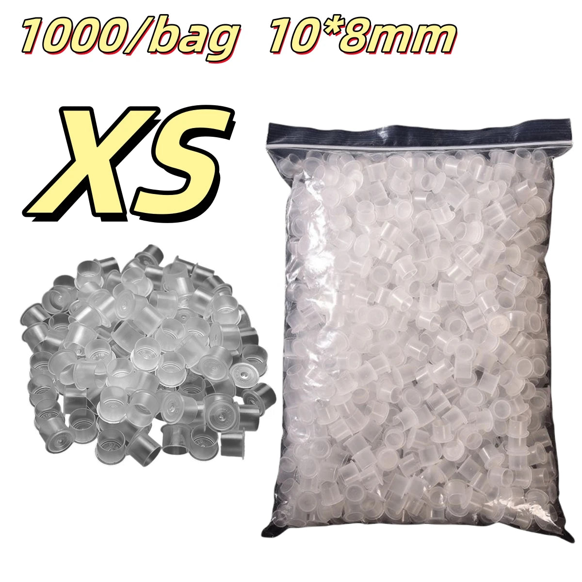 ROKYO 1000PCS Disposable Steady Tattoo Ink Cups Plastic Pigment Clear Holder Container Caps Permanent Makeup Microblading Supply Qme XS 1000PCS