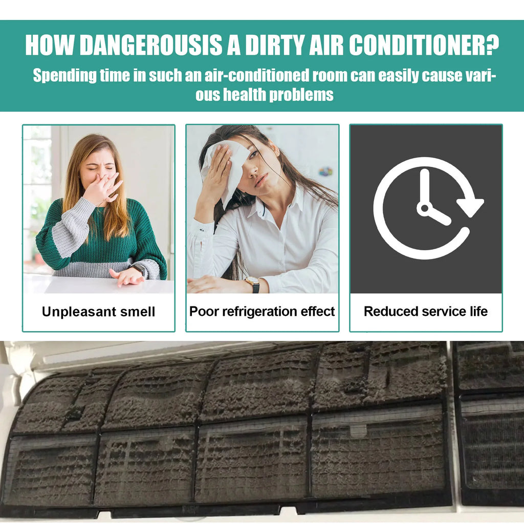 Air Conditioner Foam Cleaner Heavy Duty Coil Dirt Detergent Multipurpose No Washing Foaming Clean Air Conditioner Cleaner Spray Qme