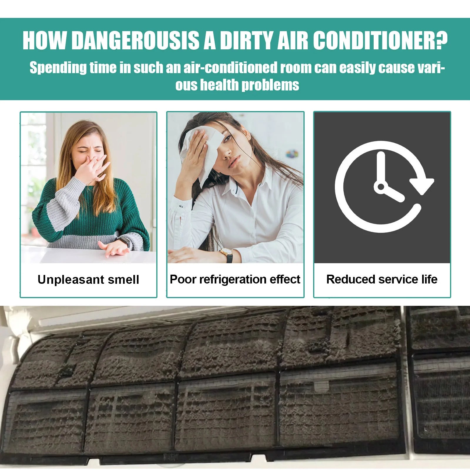Air Conditioner Foam Cleaner Heavy Duty Coil Dirt Detergent Multipurpose No Washing Foaming Clean Air Conditioner Cleaner Spray Qme