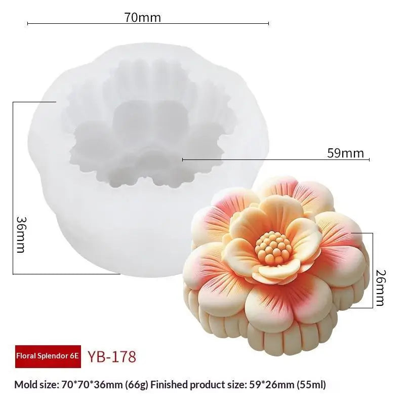 3D Flower Shape Silicone Molds Ice Pastry Baking Tool Jelly Candy Qme E