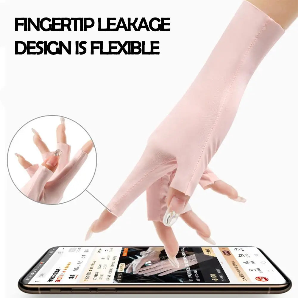 1 Pairs Sunscreen Gloves For Women Nail Art Gel UV LED Lamp Tool Nail Art Glove UV Protection Gloves Protecter Gloves Qme
