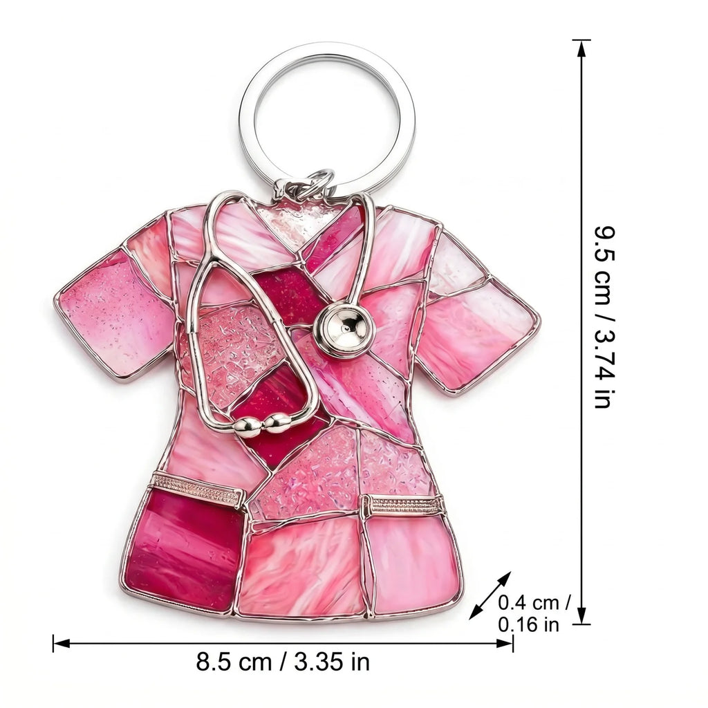 New 2D Flat Acrylic Nurse Uniform Pendant Car Keychain Tag Pendant Worker Creative Keychain Gift for Nurses Doctors Qme