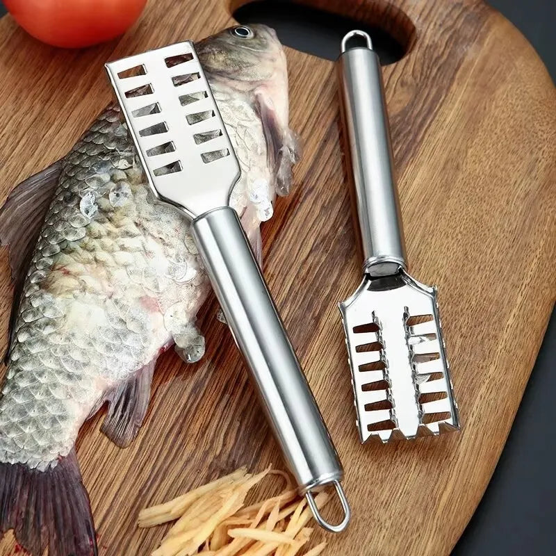1PC Stainless Steel Fish Scale Knife Scale Scraper Sawtooth Scraping Boning Filleting Cut Scrape Dig Maw Knife Fish Killing Tool Qme