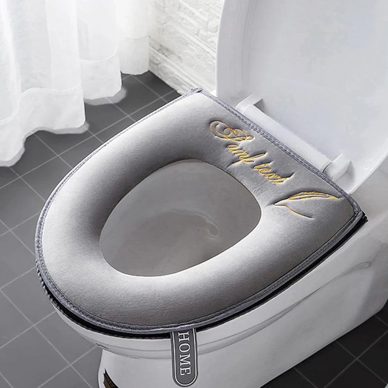 Universal Toilet Seat Cover Winter Warm Soft WC Mat Washable Removable Zipper Qme