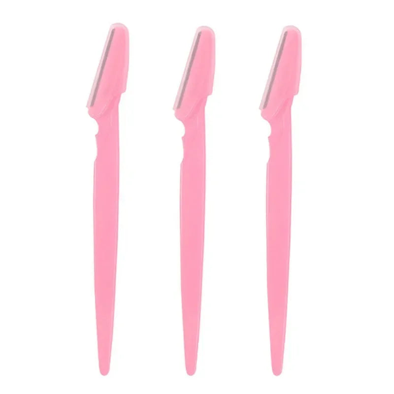 Eyebrow Trimmer Eyebrow Razor Safety Face Shaver Eye Brow Shaper Portable Blades Hair Removal Cutters for Woman Cosmetic Tools Qme 3Pcs Pink