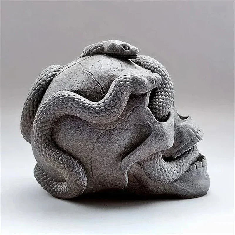 Skull Snake Head DIY Epoxy Resin Mold Double Silicone Molds Halloween Qme