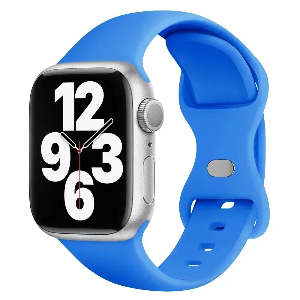 Silicone Band for Apple Watch 10 9 8 7 6 5 4 3 SE Strap for IWatch Ultra 2 49mm 45mm 41mm 40mm 44mm 38mm 42mm 46mm Qme CBlue 42 44 45 49 S10-46mS