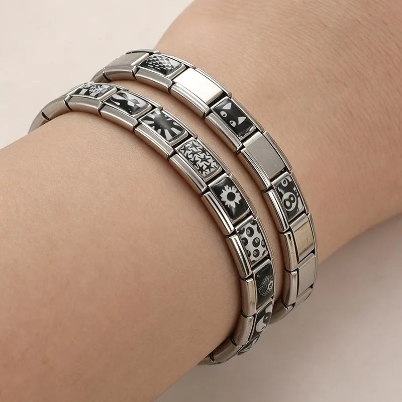 2026 New Fashion Black NO.8 Ball Cat Butterfly Italian Charms Fit 9mm Stainless Steel Women Fashion Bracelet DIY Jewelry Gifts Qme