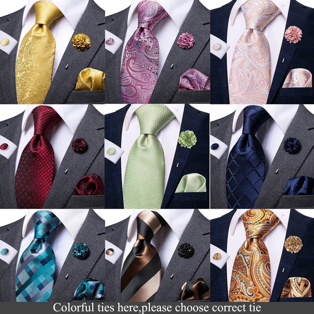 25 Colors Neck Ties Men Luxury Wide Silk Wedding Tie Pocket Square Qme