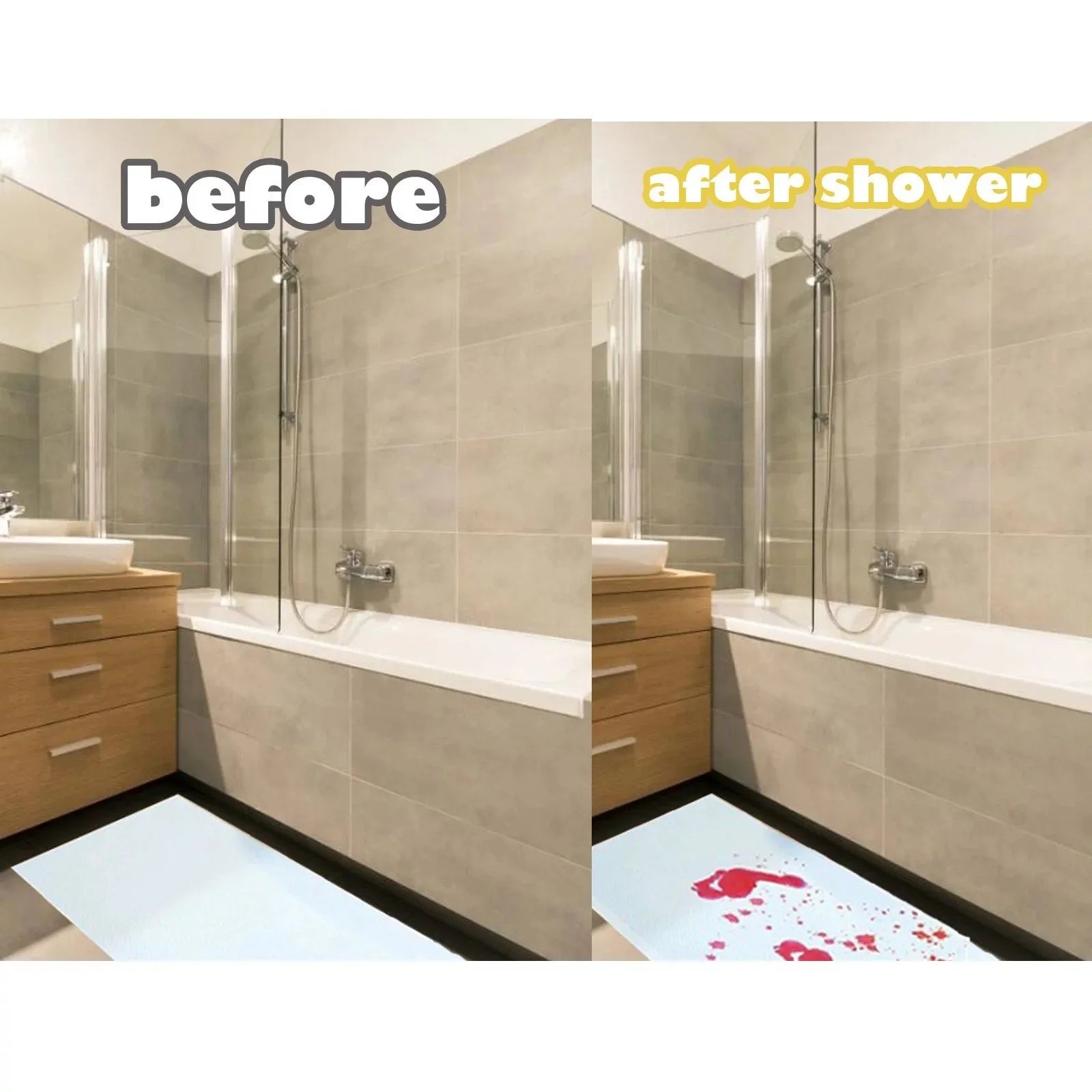 Bath Mat Color Changing Sheet Turns Red When Shower Bathroom Novelty Gift Halloween Atmosphere Decoration Bath Mat Qme