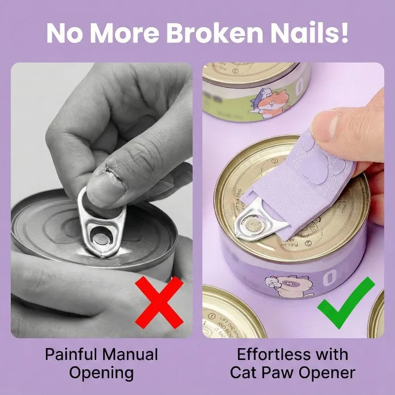 Cute Cat Paw Pet Food Can Opener Easy Ring Pull Opener Tool for Cat Dog Canned Food Protect Nails Ergonomic Kitchen Accessories Qme