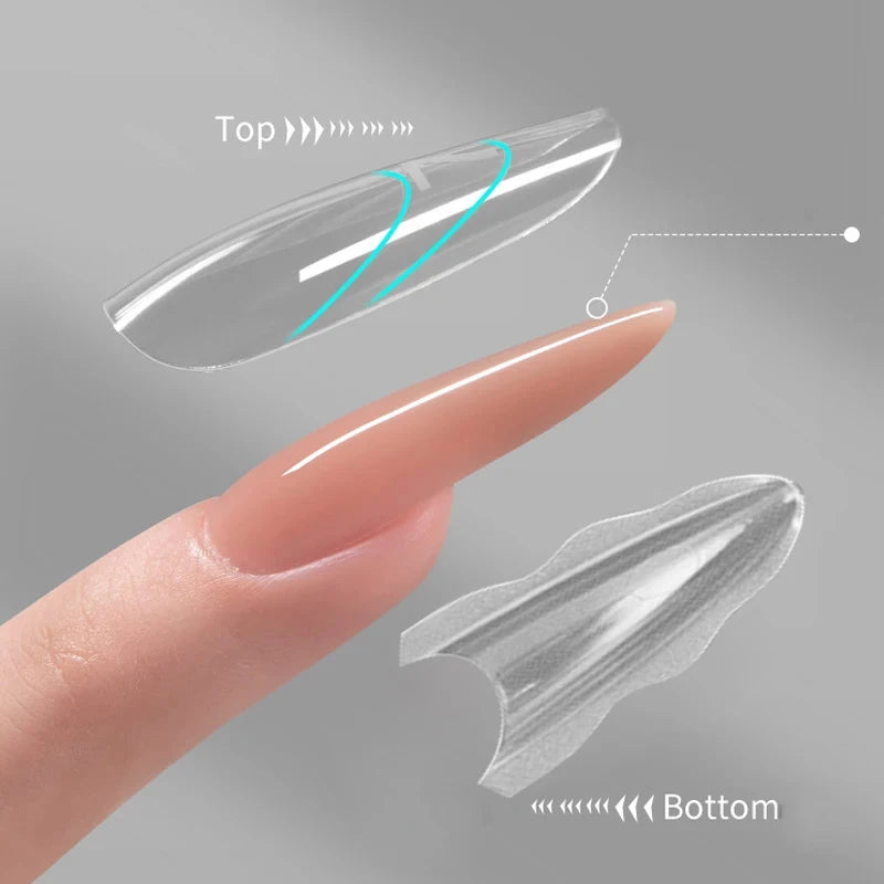 Sandwich Dual Nail Forms 180pcs 15size NEW 2025 Extensions-Dual Forms Coffin Almond Nail Forms Manicure Top Mold Bottom Mold Qme