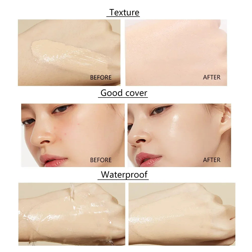 Full Coverage Liquid Foundation Matte Dewy Squeeze Tube Waterproof Qme