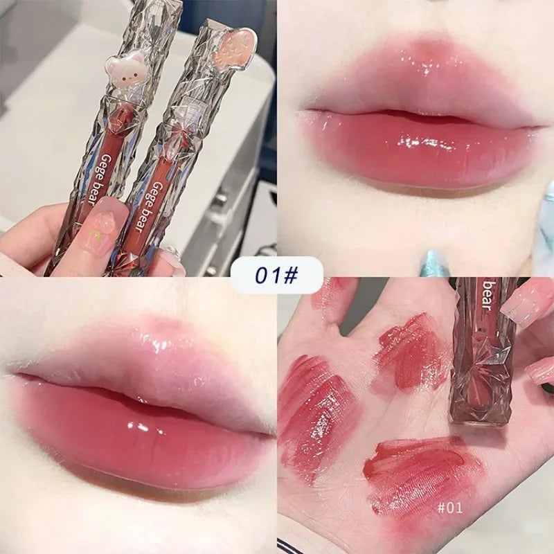 Gege Bear Crystal Mirror Water Lipgloss Hydratant Ultra-hydratant Qme GX1057-01