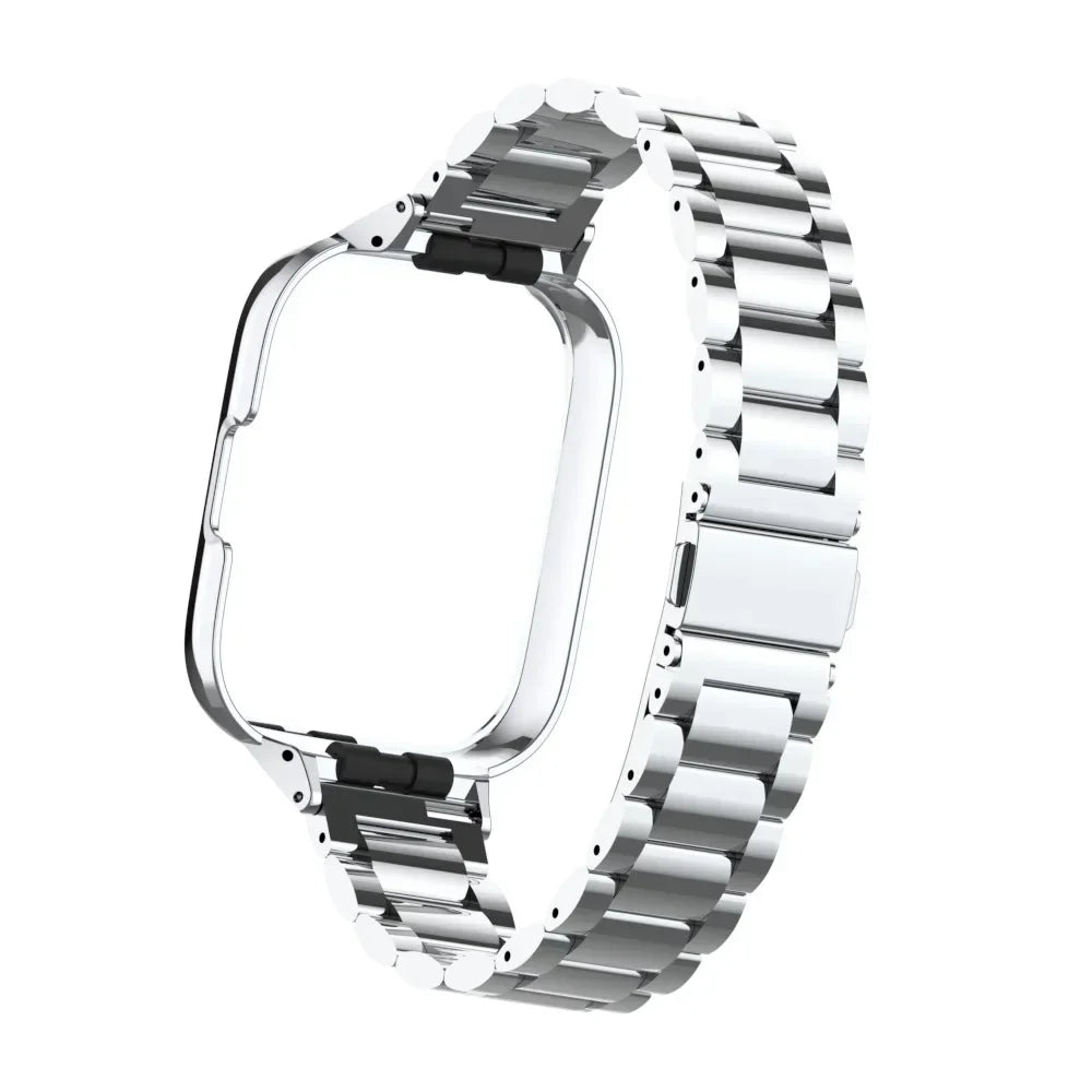 Stainless Steel Strap For Redmi Watch 3 Active Smart Watch Magnetic loop Bracelet Metal Case Protector Mi Watch lite Watchband Qme Silver Redmi Watch 3 Lite