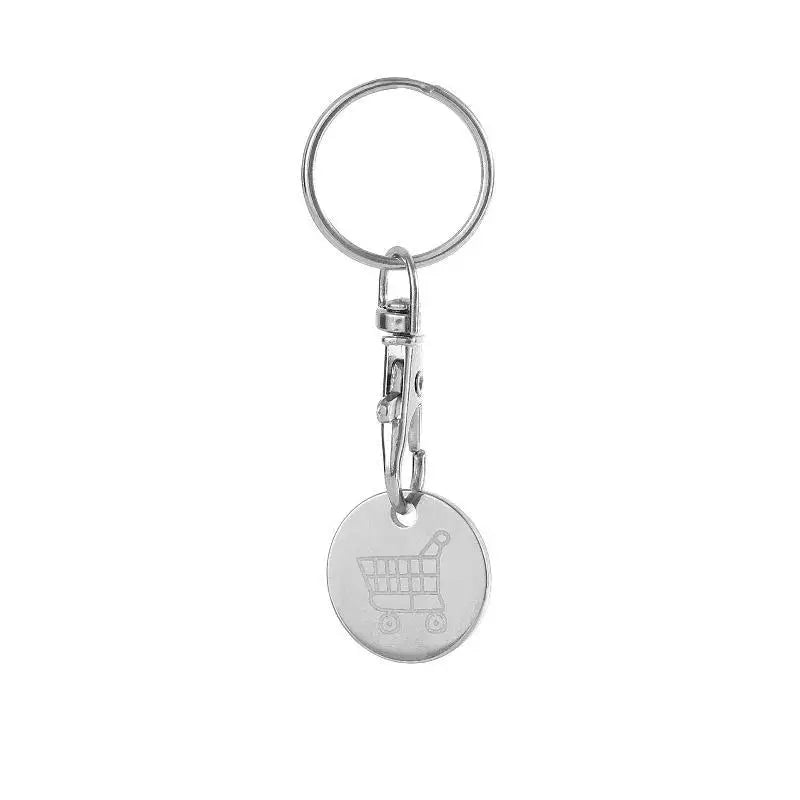 1 PCS Supermarket Token Keychain, Stainless Steel Mini Shopping Cart, Portable Stylish Pendant Qme Silver
