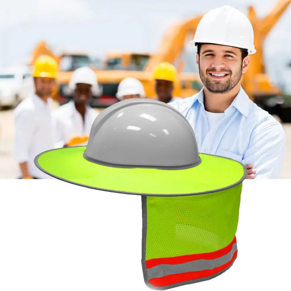 2PCS Sunshade Outdoor Construction Safety Hard Hat Sun Shade Neck Shield Reflective Stripe Protective Helmets Shield Qme
