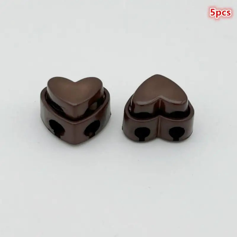 5pcs Colorful Garment Stoppers Heart-Shaped Plastic Cord Locks Double Hole Spring Toggle Anti-slip Stoppers Garment Accessories Qme Coffee