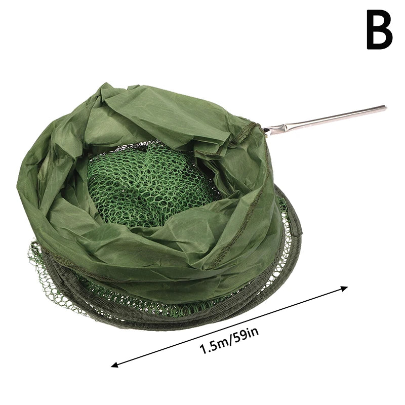 Portable Quick-drying Nylon Mesh Steel Ring Folding Fishing Net Fish Qme B