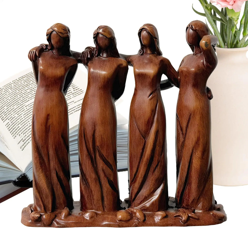 Sister Statues and Figurines Resin Sisters Ornament Sculptures Home Decor for Display Desk Bedside Workplace Living Room Qme