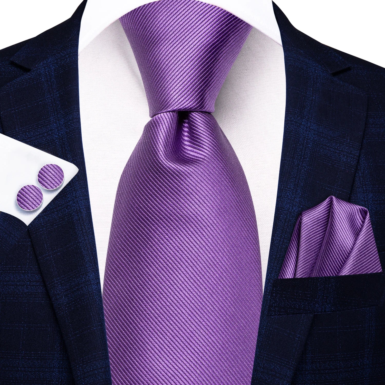 Hi-Tie Purple Floral Novelty Men Elegant Necktie Handkerchief Cufflinks for Tuxedo Fashion Classic Silk Luxury Tie for Man Qme N-3726