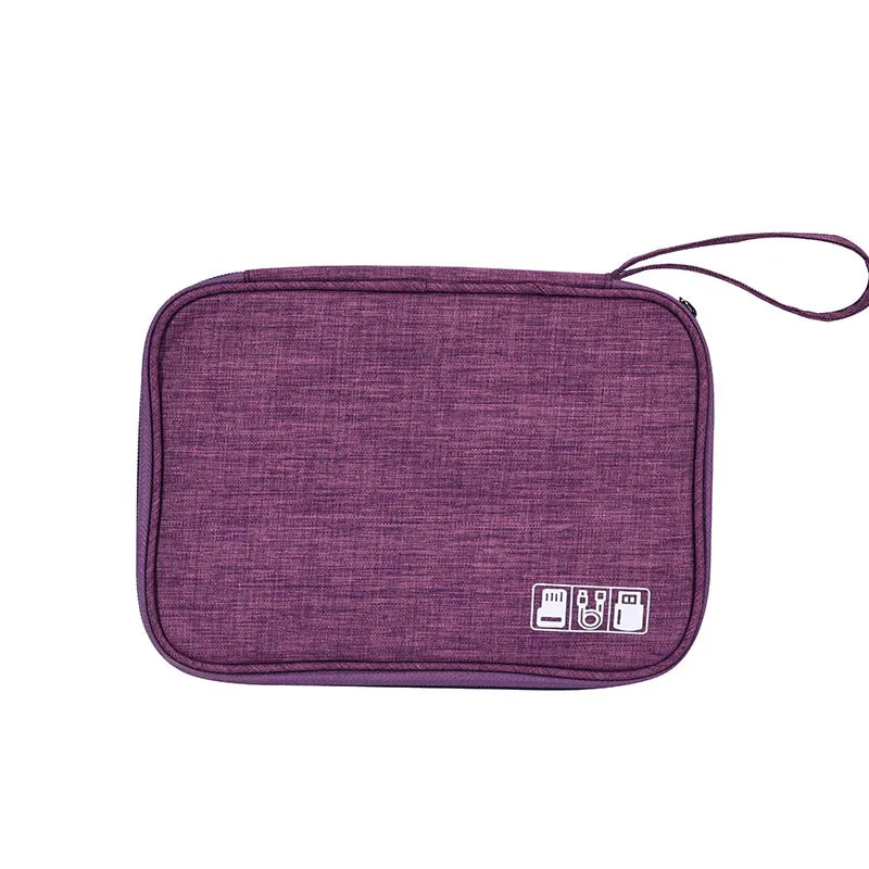 A Cable Storage Bag Waterproof Digital Electronic Organizer Portable USB Data Line Charger Plug Storage Bag Travel Organizer Qme purple