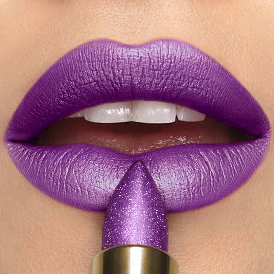 16 Colors Metallic Glitter Shiny Lipstick Lip Tint Waterproof Senior Qme 114