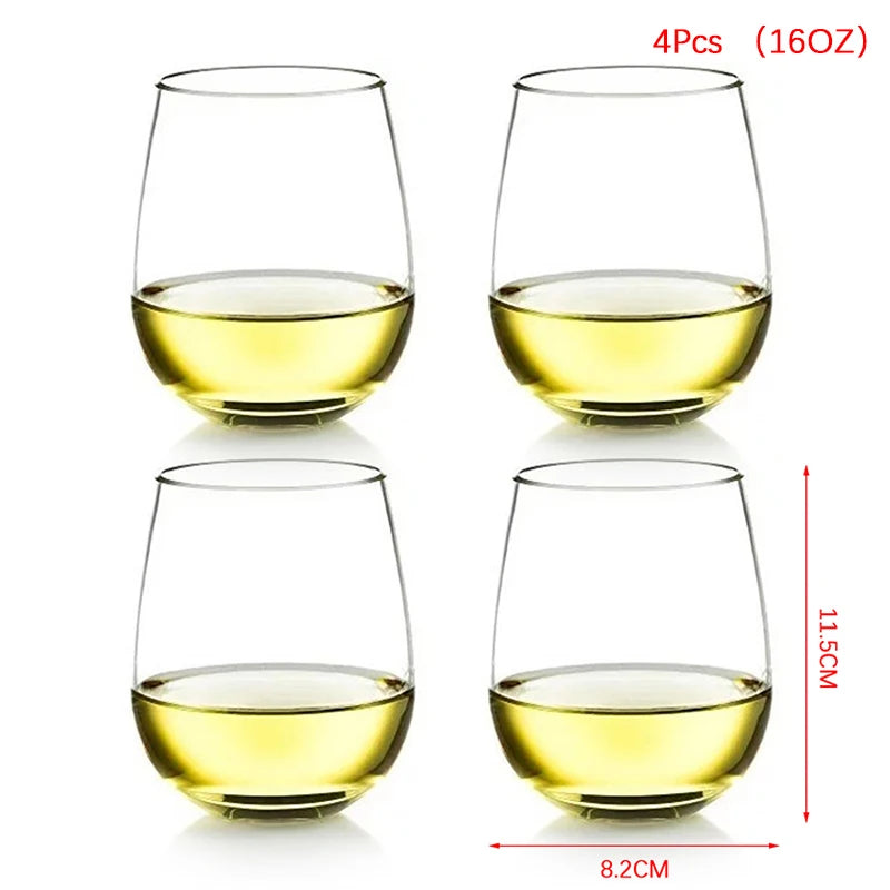 2/4pcs Shatterproof Plastic Wine Glass Unbreakable PET Red Wine Tumbler Glasses Cups Reusable Transparent Fruit Juice Beer Cup Qme B