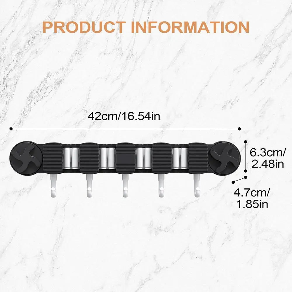 Mop Holder Wall Mount Heavy Duty Suction Broom Storage Space Saving Qme China Mainland Black