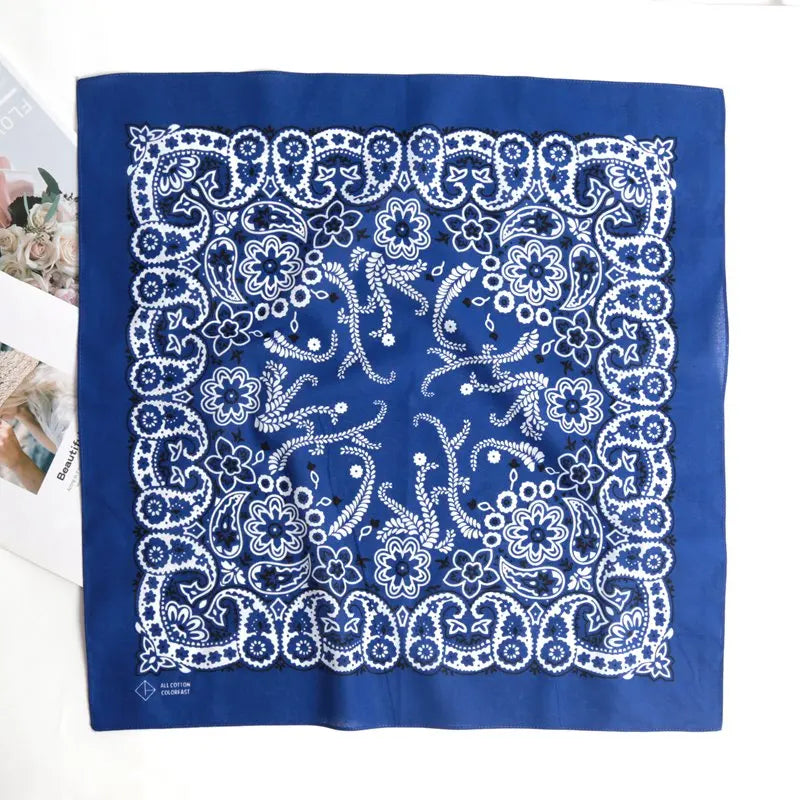 Hip Hop 100 Cotton Bandana Square Scarf Black Paisley Riding Headband Qme green One Size