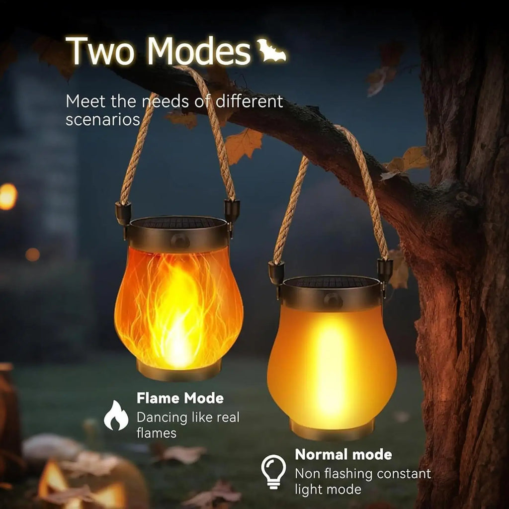 Solar Lanterns for Outside Solar-Powered Lanterns Outdoor Water-Resistant Flickering Flame Design USB Charging Ornament for Tree Qme
