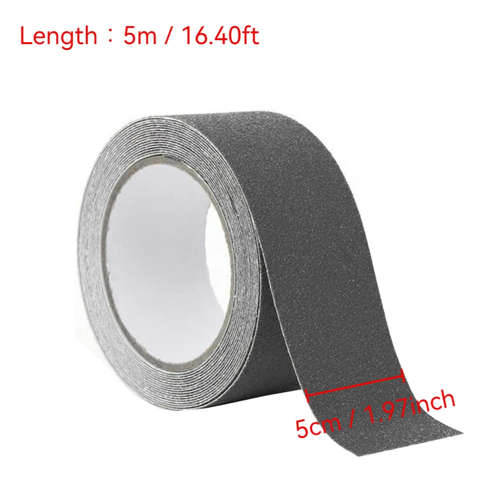 5M Self Adhesive Anti Slip Tape PVC 5cm Width Waterproof Non Skid Grip Strip for Bathroom Shower Floor Tile Stair Steps Qme Gray