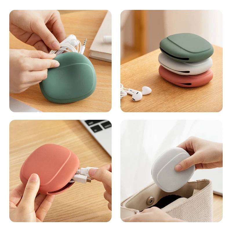Data Cable Organizing Bag Silicone Storage Box Cute Coin Purse Qme