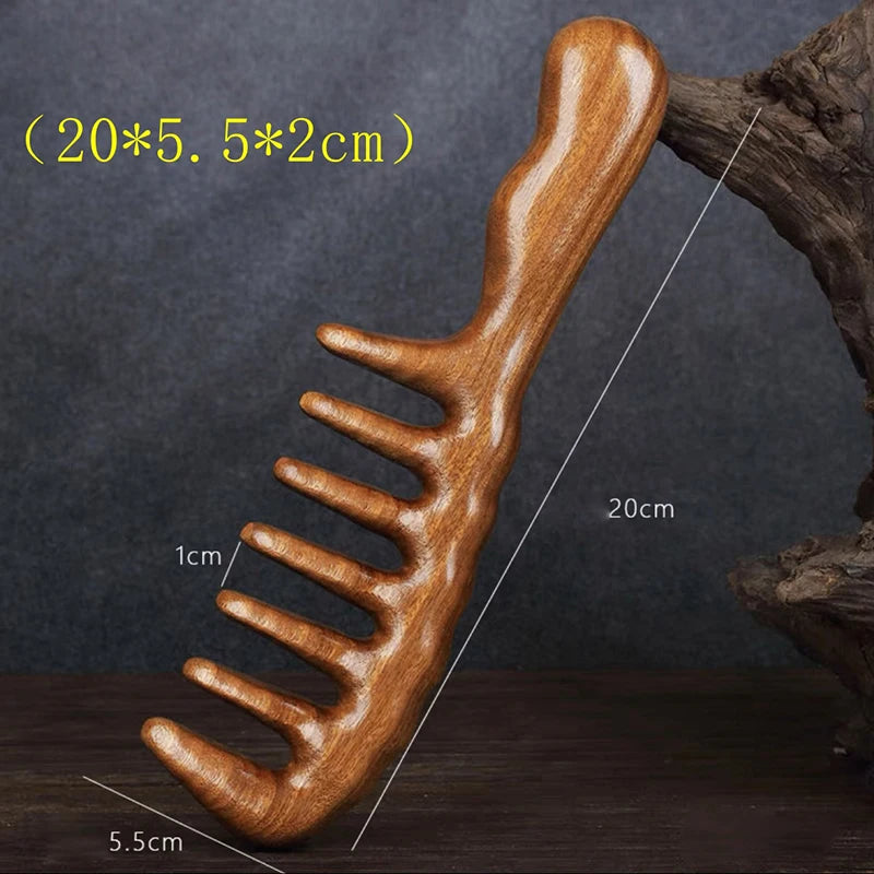 Natural Sandalwood Hair Combs Anti-static Wooden Comb Massager Tooth Qme