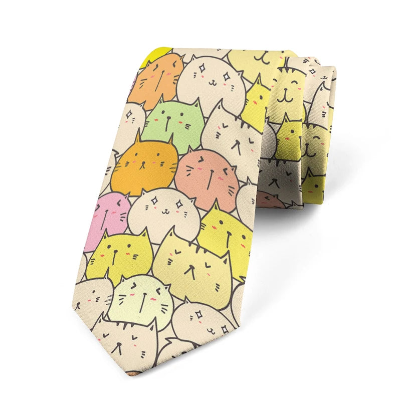 Funny Cartoon Small Animal Print Men's Tie Fashion Slim High-quality Qme style5