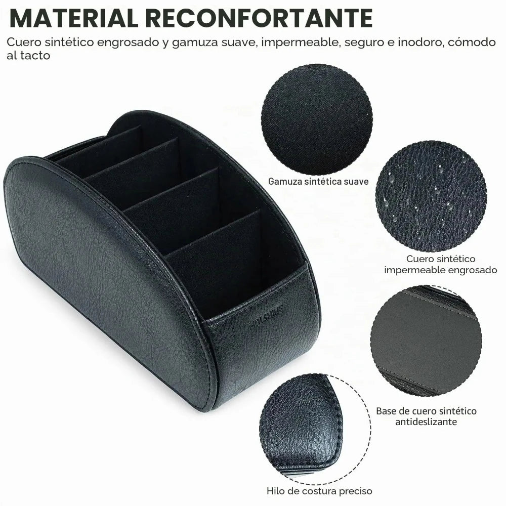 5 Compartments PU Leather Remote Control Storage Box Desktop Organizer TV Aircon Remote Holder Living Room Table Decor Ornament Qme