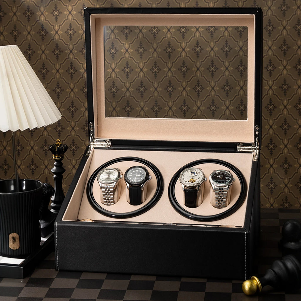 4+6 Watch Winder Automatic Watches Shaker PU Leather Mechanical Watch Box Watch Jewelry Display Box Storage Case Qme