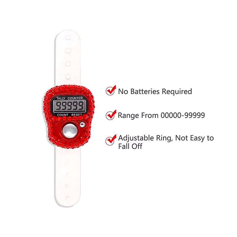 Electronic Finger Counter Ring Click Portable Resettable Digital Qme